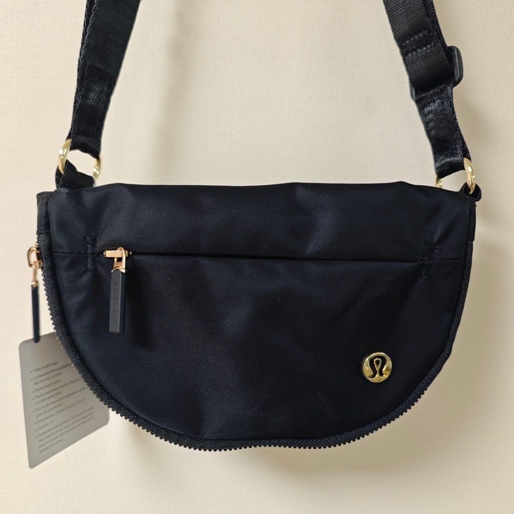 lululemon athletica Black Crossbody Pouch with Gold Hardware